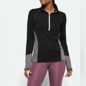 Under Armour 1/4 Zip Cold Gear Gray Black Activewear Hiking Walking Workout Top